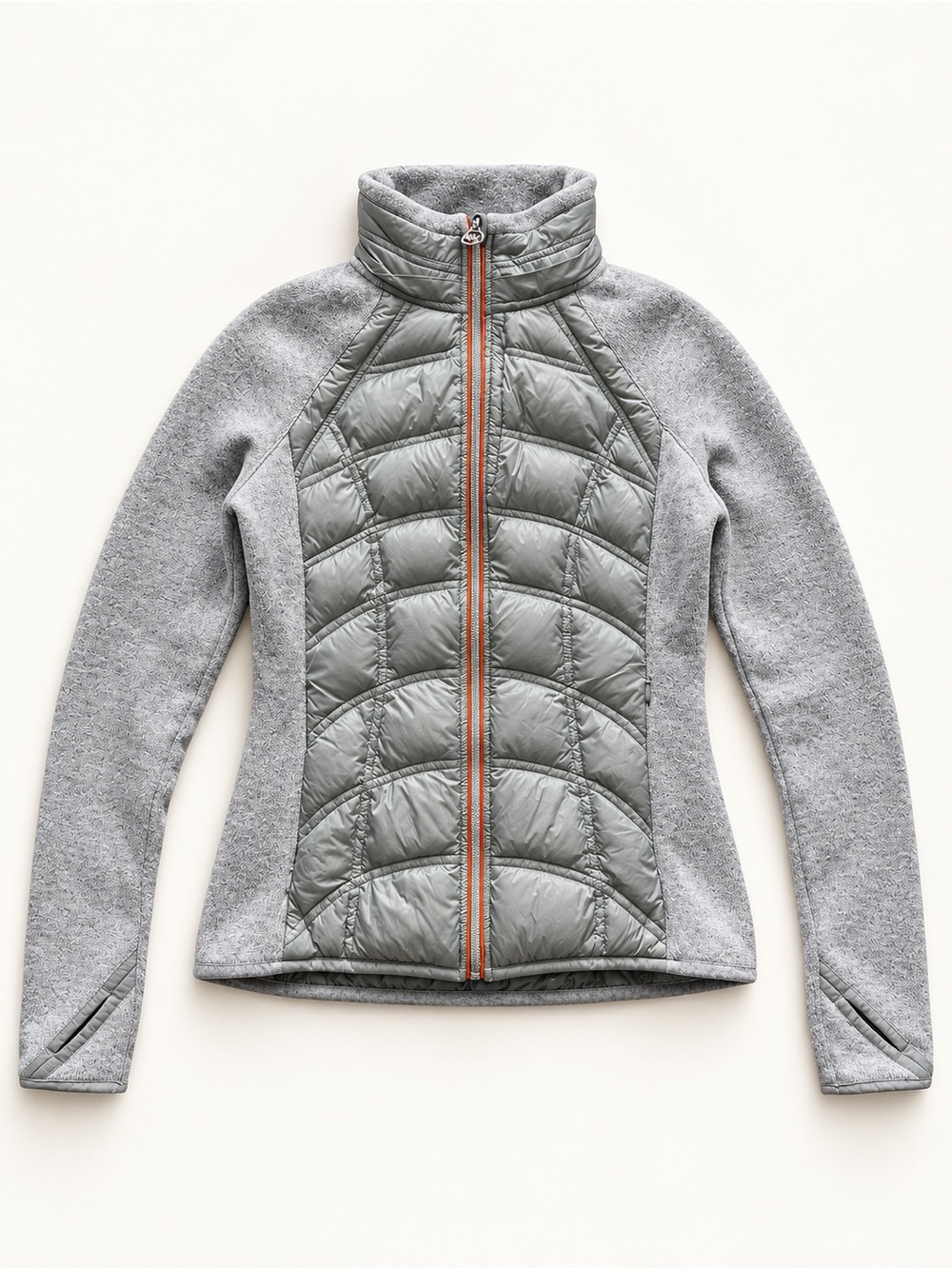 MICHAEL Michael Kors XS Silver Gray Quilted Knit Hybrid Full Zip Jacket
